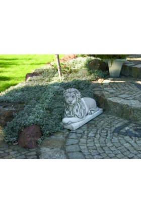 Betonowy lew leżący - figura ogrodowa lwa
